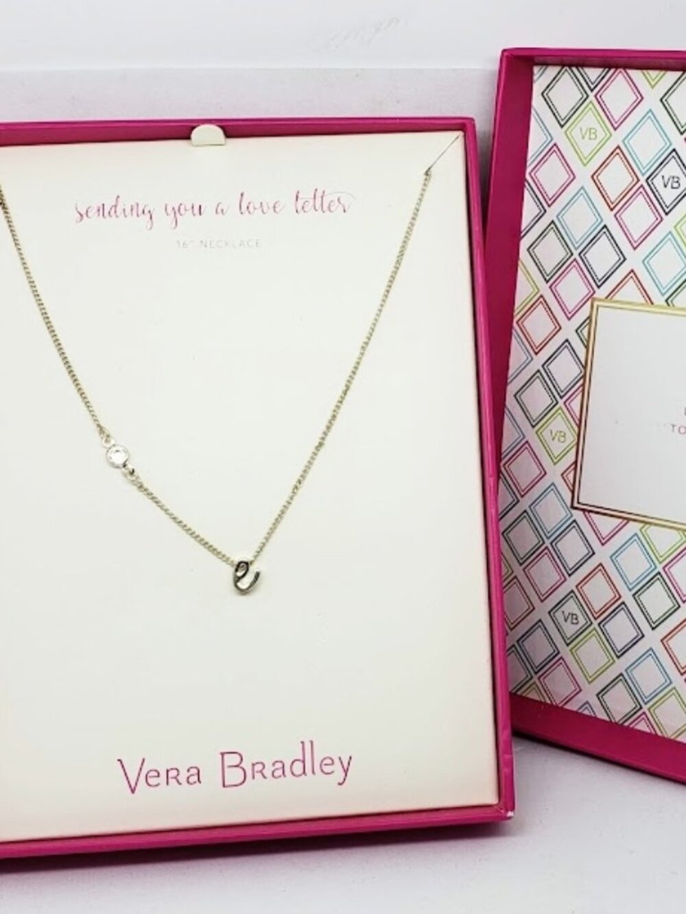 New Vera Bradley "e" initial necklace 16 Inch